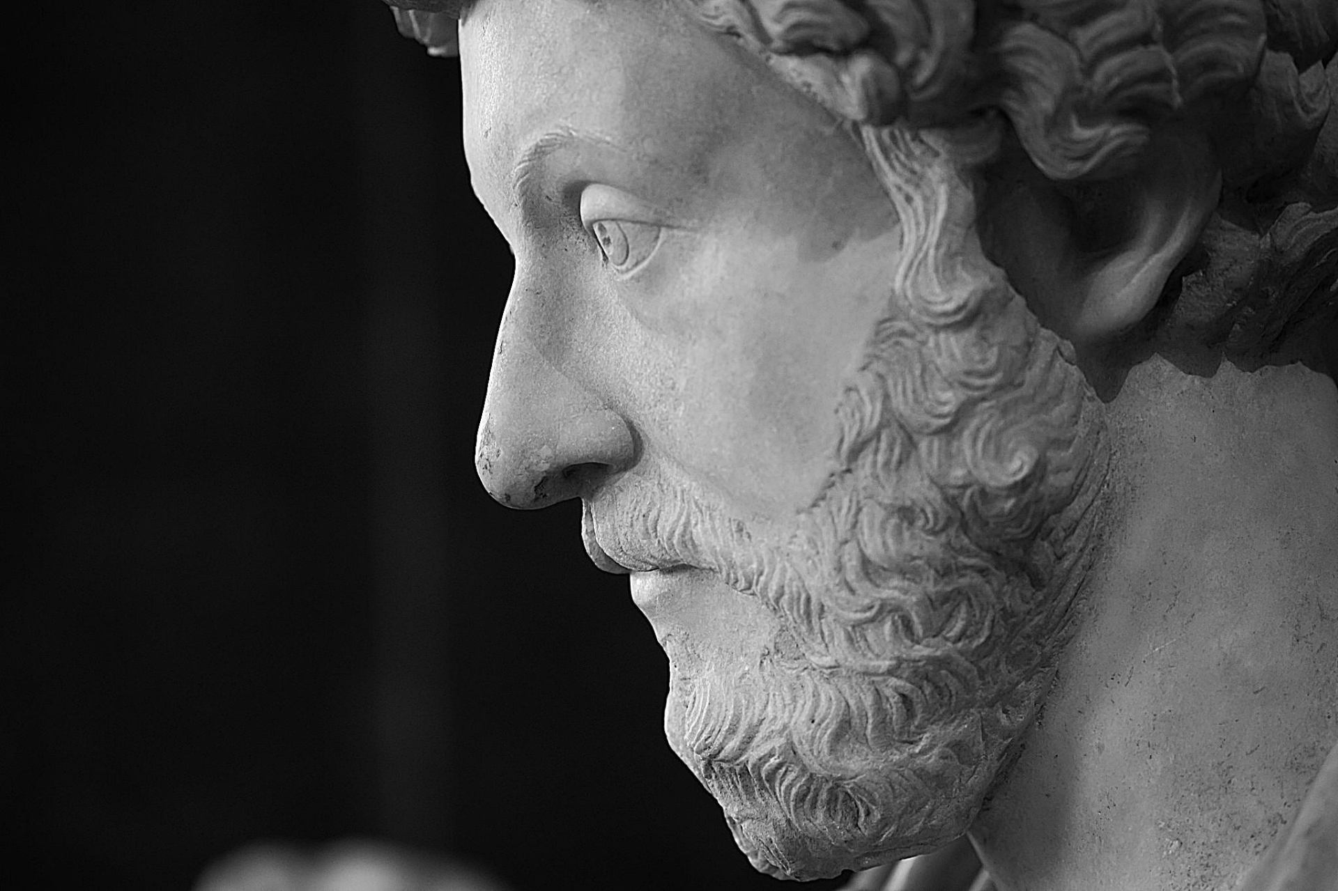 Busto de Marco Aurélio em mármore, perfil